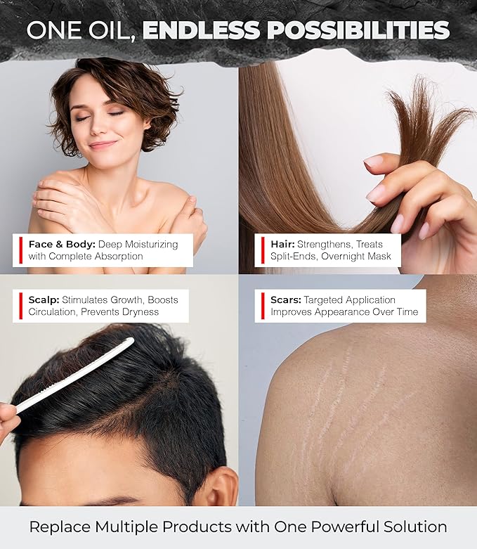 Bossman Skin, Scalp, and Hair Oil for Men & Women - 4 oz Moisturizing Body Oil - Emerald (Green Tea) Scent - Anti-aging, Hydrating, Scar Reducing Solution with Olive, Sunflower, Vitamin E