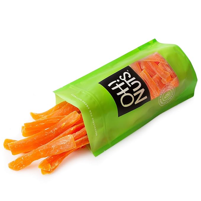 Oh! Nuts Dried Papaya Spears - 2 lb - Dried Fruit Spears - Less Sugar Added - Dehydrated Fruit Bites - Packed in New York Zip-Seal Bag for Exceptional Freshness