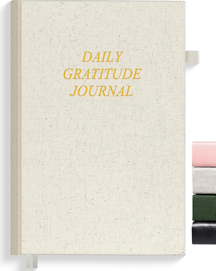SUNEE Daily Gratitude Journal – Simple 5 Minute Journal for Daily Reflection, Build Positivity and Mindfulness, Undated Minimalist Planner for Women & Men (Beige)