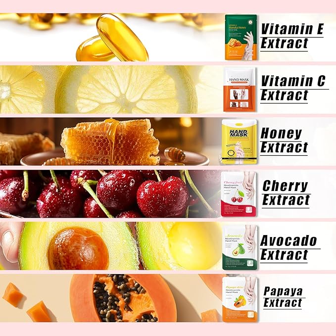 6 Pairs Hand Mask for Dry Cracked Hands,Nourishing Moisturizing Gloves,Hands Moisturizer for Deep Moisturizing,Silky Smooth Moisturizing Gloves,Hand Care Mask Set(B)