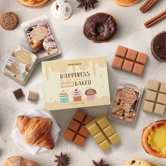 ARVIDSSON Scented Wax Melts, Bakery Soy Wax Melts Cubes for Wax Warmer, Fall Scented Wax Melts, Strong Scent Autumn Fragrance Wax Tarts - Pumpkin Pie, Apple Cinnamon, Vanilla Cupcake and More