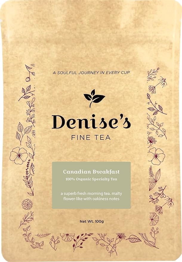Denise's Fine Tea, USDA Organic, Canadian Breakfast, Black+Green Tea, Loose Leaf (100g)