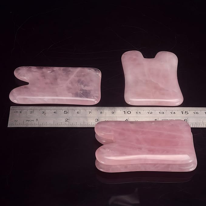 LZLRUN Rose Quartz Jade Roller Real Jade Gua Sha Board Mushroom Massager Face Lifting Tool Facial Guasha Massage Tool (Hill)