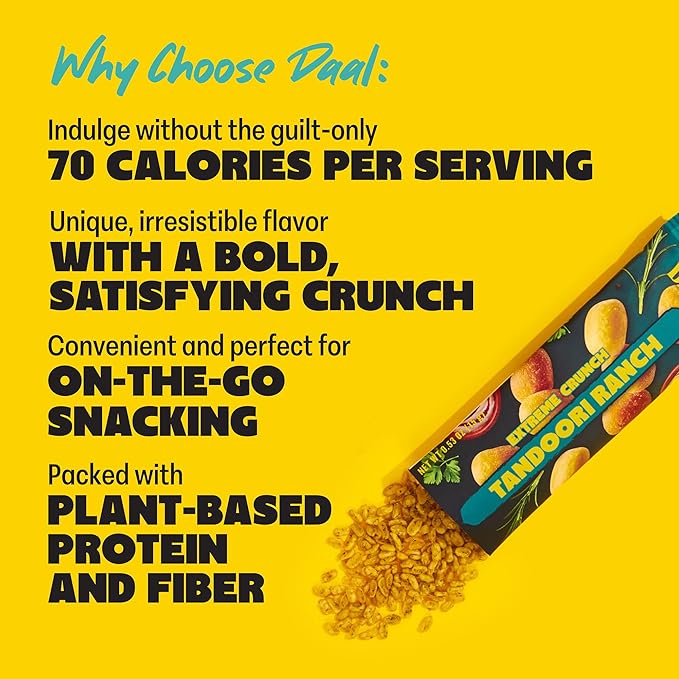Daal By Keen Crunchy Mung Bean Snacks – Tandoori Ranch – Plant-Based Protein, High Fiber, Gluten-Free, Nut-Free – Mix into Salads or Enjoy as an On-the-Go Snack – 1 Resealable Pack, 4.76 oz
