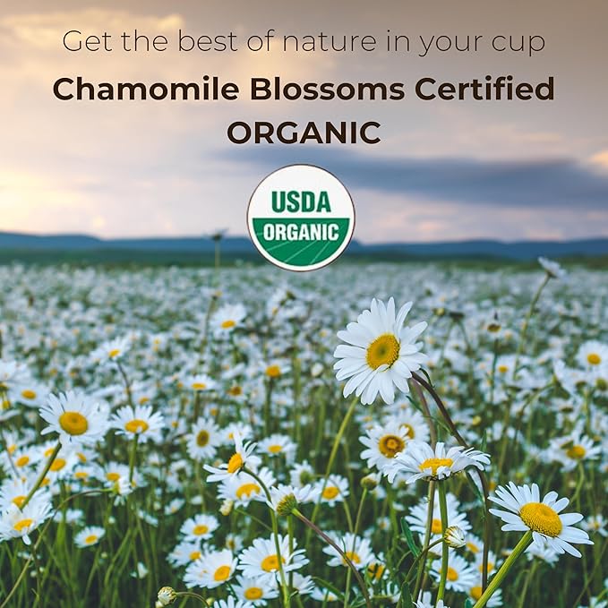 The French Touch Chamomile Tea ORGANIC | 1.5g x 30 Pyramid Bags |100% Certified USDA Organic | Plant based tea bags | Select Premium Tea | Whole Flower (Chamomile) | Caffeine-free