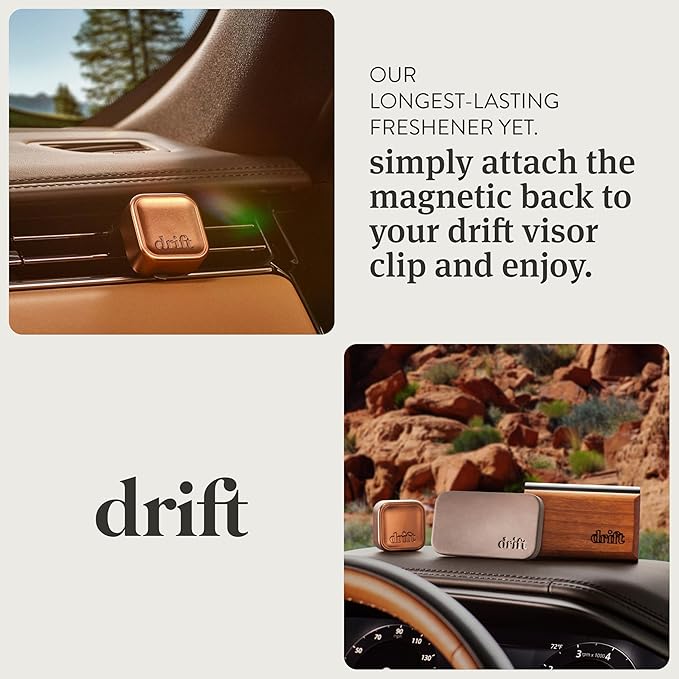 Drift Metal Vent Clip 3x Refills - Car Air Freshener - Scent Diffuser for Car - Metal Odor Eliminator - Grove