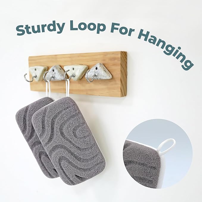 myHomeBody Dual-Texture Shower Sponge, Beauty Body Scrubber Exfoliator for Women, Exfoliating Loofah for Men, 1pc