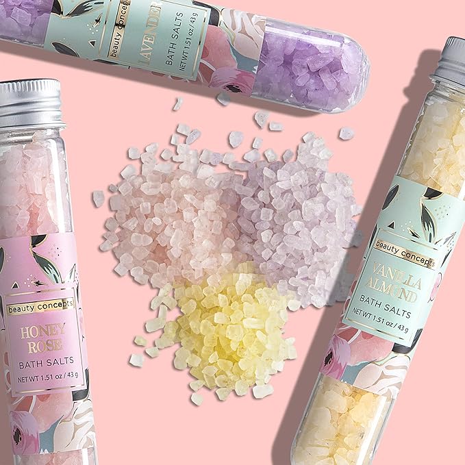 B.C. Beauty Concepts Aromatherapy Bath Salts- Epsom Salts for Soaking, Relaxing Bath Spa Set, Scented in Vanilla Almond, Shea Butter, Sweet Mint, Honey Rose, and Lavender, Sage Floral