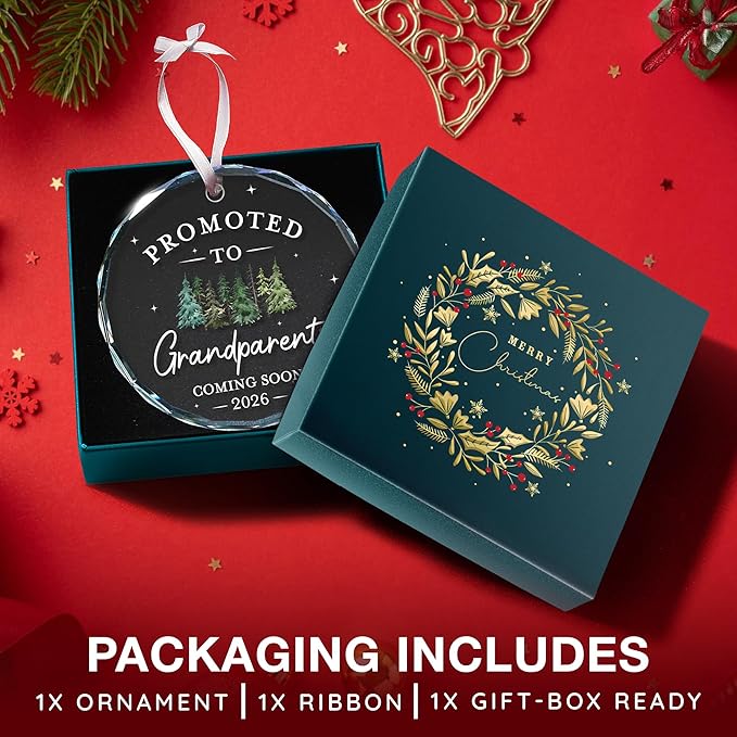 Pregnancy Announcement for Grandparents - Grandparents Baby Announcement Ornament, First Christmas as New Grandma, Elegant Gift for New Grandma, Promoted to Grandparent Celebration