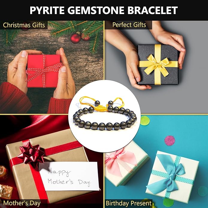 Energy Protection Crystal Handmade Adjustable Bead Bracelet Perfect for Men, Women’s Gift - Gemstone Healing Stretch Bracelet Pulsera Para Hombre Mujer Stocking Stuffer