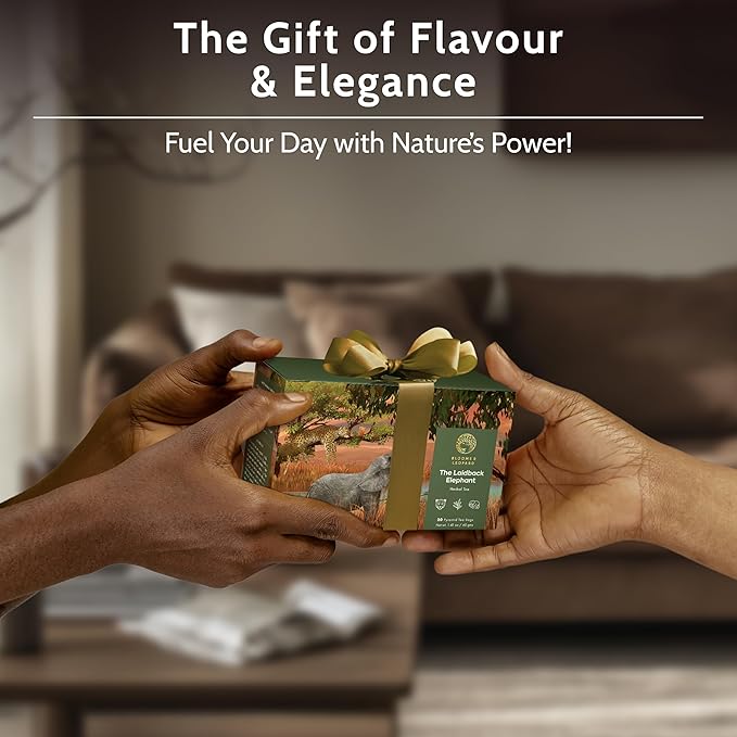 Blooms & Leopard Premium Herbal Tea Bags | The Laidback Elephant Blend | Rooibos, Apple, Lemongrass, Lemon Peel & Coconut Flakes | Caffeine-Free Herbal Infusion for Relaxation, Detox & Wellness | 20 Pyramid Tea Bags