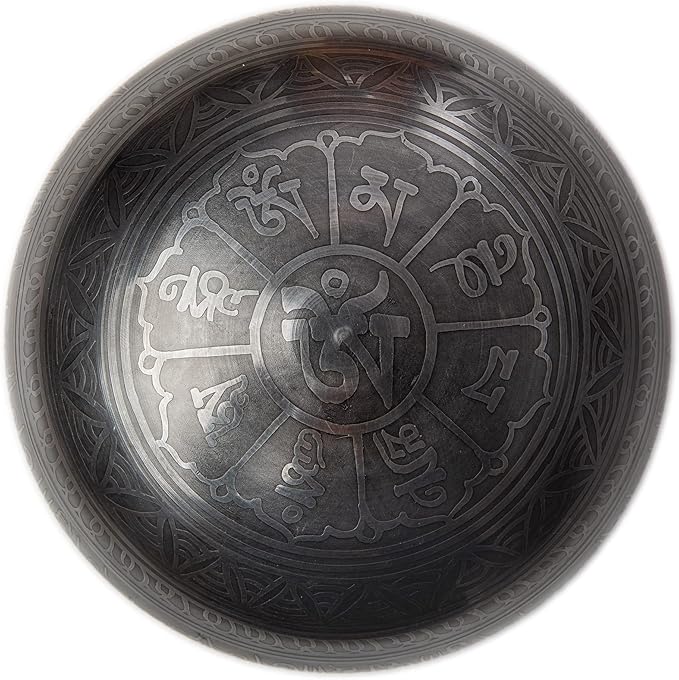 Tibetan Singing Bowl Set - Easy To Play Authentic Handcrafted For Meditation Sound Chakra Yoga Healing 4 Inches By Himalayan Bazaar (Black & Orange)