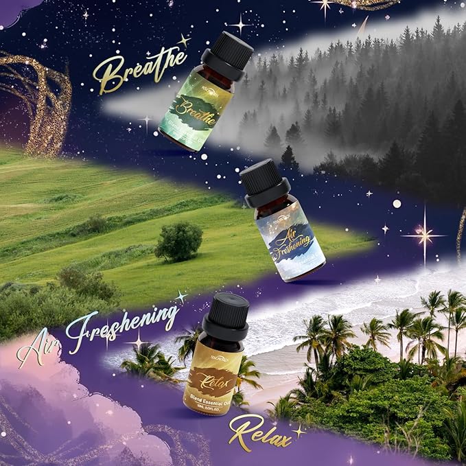 Essential Oil Blends, Harmony Essential Oil Set - Breathe, Sweet Dream, Relax, Happy, Focus, Air Freshening, Essential Oils for Diffusers for Home, Candle Making, Freshie Scents, Aromatherapy