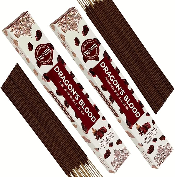 Dragons Blood Incense Sticks for Protection - Total 40 Insence-Sticks - Dual Pack of 20 Insense - Inciensos - Inscents - Natural Non Toxic Ingredients - Incents - Incence - Inscense - Insents