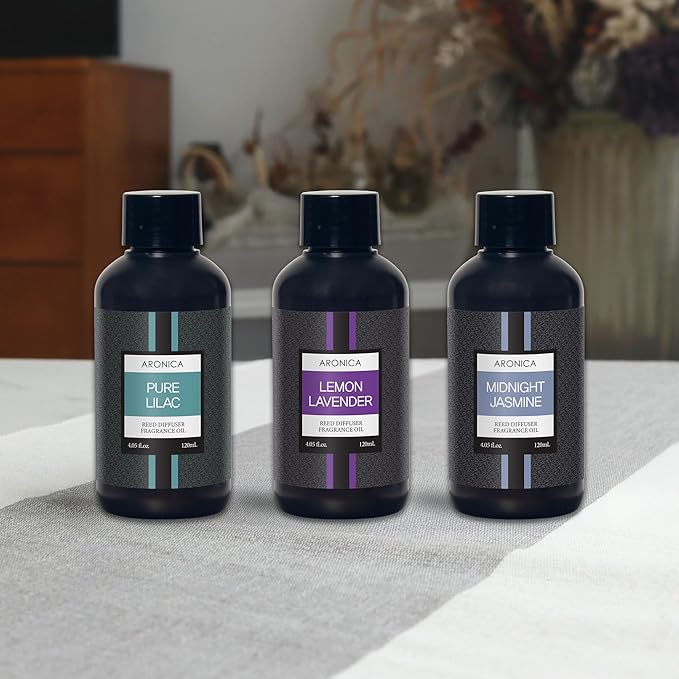 Aronica Reed Diffuser Refill 120ml - White Rose, Home Fragrance Flower Diffuser Oil Sticks, Bulgaria Rose Scent Aromatherapy, Aroma Liquid Bottle for House Hallway Diffuser Set