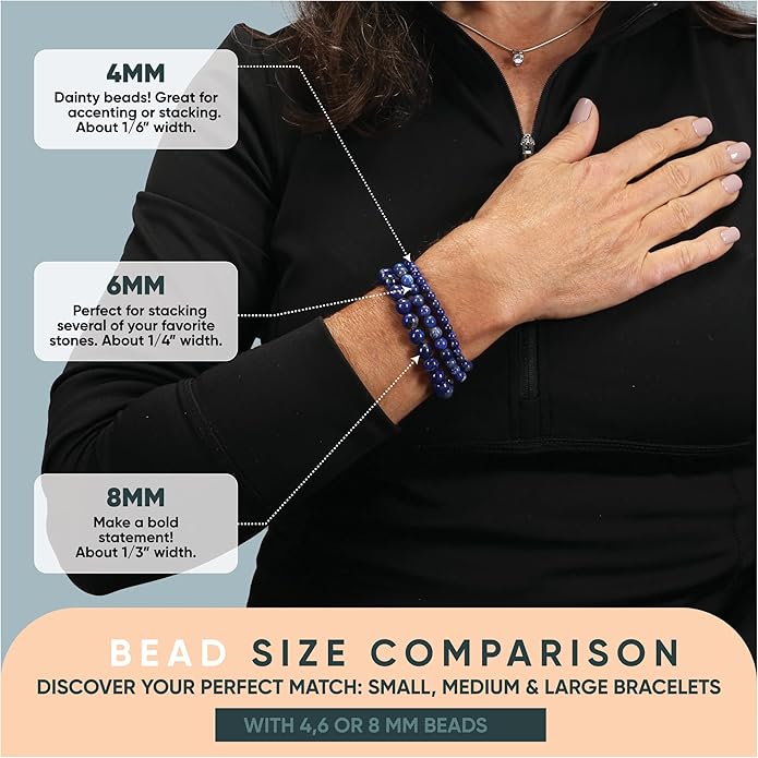 Cherry Tree Collection - Small, Medium, Large Sizes - Gemstone Beaded Bracelets For Women and Men - 4mm Round Beads