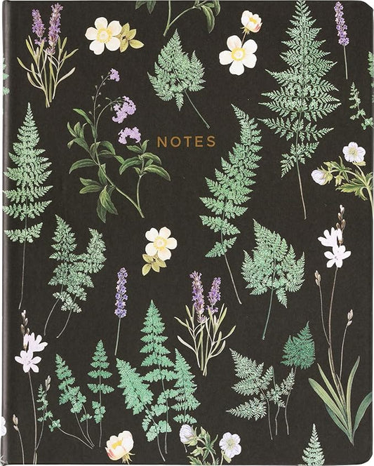 Eccolo Large Lined Journal Notebook, Flexible Cover, Writing Journal, 256 Ruled Ivory Pages, Ribbon Bookmark, Lay Flat, Desk Size for Work or School, Size 8-x-10-Inches, Ferns