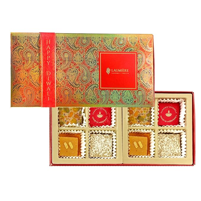 Laumiere Gourmet Fruits - Diwali Petite Collection - Indian Mithai Box Made with Dried Fruits and Nuts - No Added Cane Sugar-