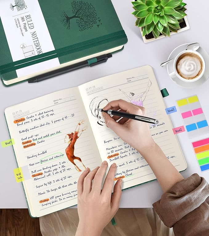 Lined Journal Notebook -365 Pages A5 Thick Journals for Writing Ruled Notebook, Hardcover Leather Journal for Women Men, Daily Journal Notebook for Work, Note Taking, 100Gsm Lined Paper( 5.75'' X