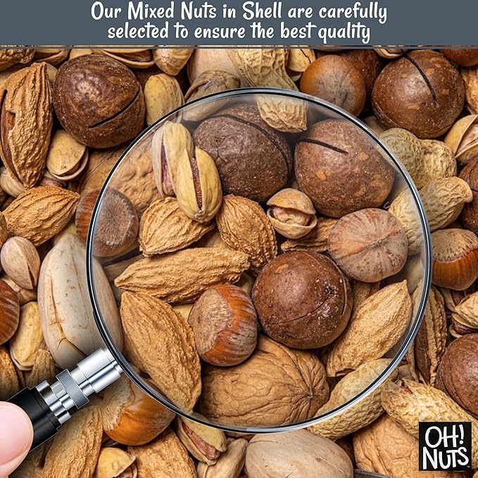 Oh! Nuts Mixed Nuts in Shell - Raw - 100% Natural - 3 lb - Jumbo-Sized Premium Shelled Nuts - Packed in New York Zip-Seal Bag for Exceptional Freshness
