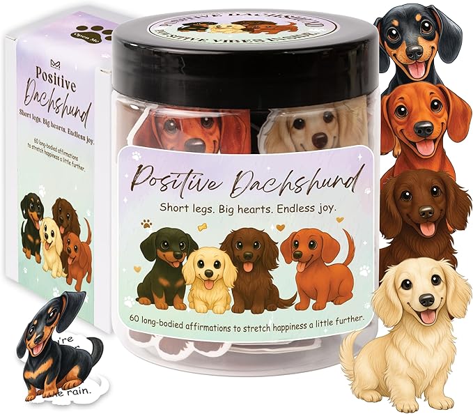 Positive Dachshund Jar β 60 Positive Affirmation Cards for Women, Mindfulness Cards, Stress Relief & Self Care Gifts for Women, Teen Girl, Birthday Gift for Her, Friendship Gift, Dachshund Gifts