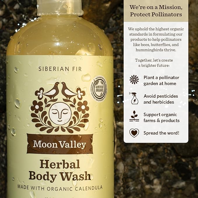 Herbal Body Wash, Siberian Fir by Moon Valley, All Natural Ingredients, No Parabens, Vegan, Moisturizing Essential Oils, Two Pack
