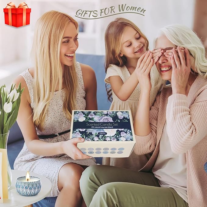 Scented Candles Gift Set, 12 Pack Aromatherapy Candles for Women, Candles for Home Scented, 300H Long Burning, Soy Wax Candle Set, Gifts for Mom Women SPA Birthday Anniversary Stocking Stuffers