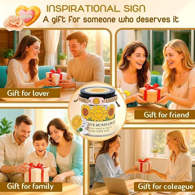 60 Positive Sunflower Cards Jar, Affirmation Cards For Women, Emotional Support Sunflower, Sunflower Gifts For Women, Mom, Sunflower Gifts, Sunflower Themed Gifts