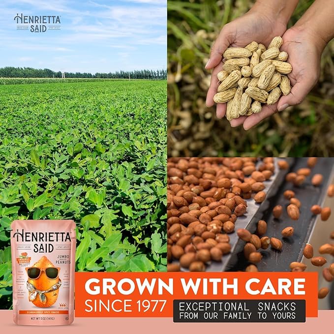 Henrietta Said Wing-Flavored Peanuts - Truly Good Foods Snacking Nuts - Bold Flavors - Savory & Spicy - Jumbo Flavored Peanuts - Protein Packed Vegan Snack - 4 (5-oz) Packs - Original Buffalo