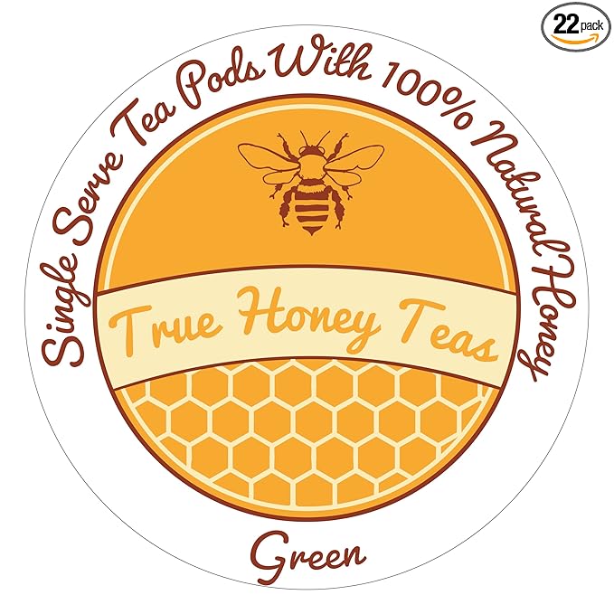 True Honey Green Tea Pods - Honey Crystals Blended in Every Tea Pod, Supports Heart Health, Excellent Antioxidants, All Natural, Organic, Herbal & Caffeine-Free, 22 Green Tea Pods