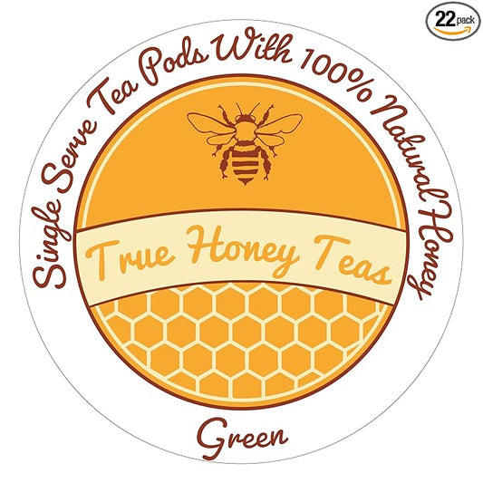 True Honey Green Tea Pods - Honey Crystals Blended in Every Tea Pod, Supports Heart Health, Excellent Antioxidants, All Natural, Organic, Herbal & Caffeine-Free, 22 Green Tea Pods