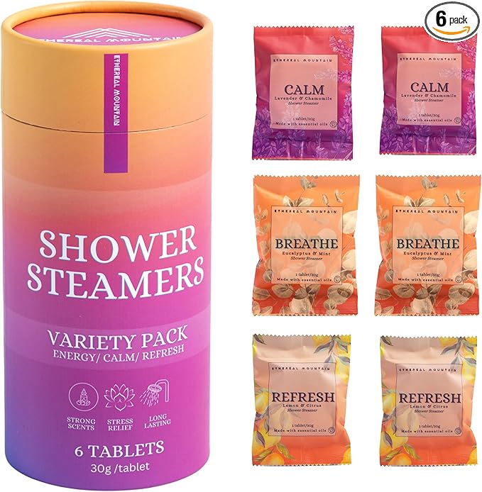 Shower Steamers - Assorted Aromatherapy 6 Pack - Gift for Her, Shower Gifts, Birthday Gifts for Mom, Home Warming, Gift Ideas