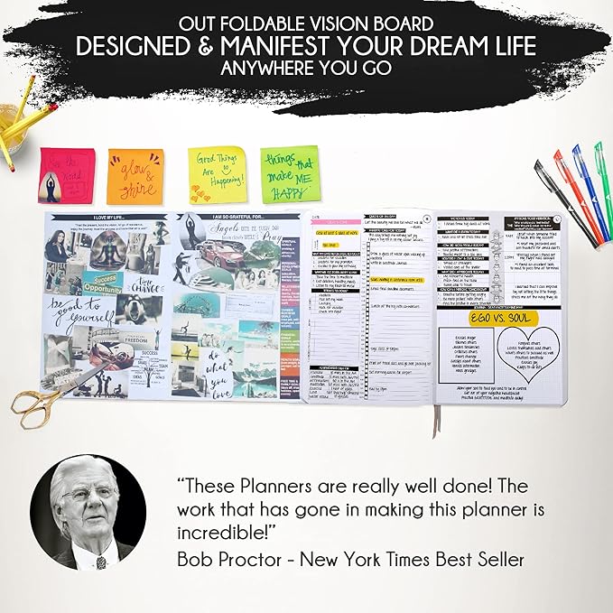 Self Love Journal - 5 Minute Self Care & Mental Health Journal | 90-Day Undated Daily Planner for Positivity, Affirmations & Gratitude | Guided Mindfulness, Reflection | Folded Vision Board + Stickers