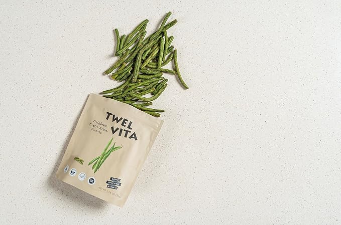 TwelVita Natural Baked Green Bean Crisps, Vegan Snacks, Clean Label, Non-GMO, Gluten-Free, 1.76 oz ea, Pack of 4
