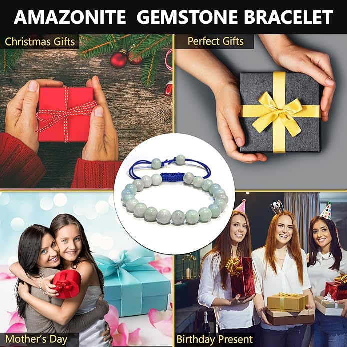 Energy Protection Crystal Handmade Adjustable Bead Bracelet Perfect for Men, Women’s Gift - Gemstone Healing Stretch Bracelet Pulsera Para Hombre Mujer Stocking Stuffer