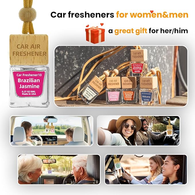 Car Air Freshener Hanging Diffuser – Long-Lasting Essential Oil Scent (Up to 60 Days) – Non-Toxic & Eco-Friendly – 2-Pack Auto Fresheners Made in USA