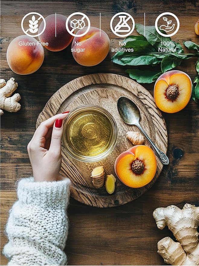 TeeLux Decaf Peach Ginger Green Tea, Mild Decaffeinated Green Tea with Spicy Ginger & Aromatic Natural Peach Flavor, 100 Count