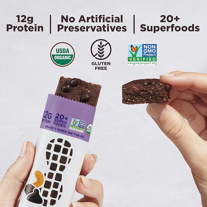 Perfect Bar, Chocolate Brownie Protein Bar, Organic, Gluten Free, Soy Free, Non GMO, No Sugar Alcohols, 2.2 Ounce Bar, 10 Count