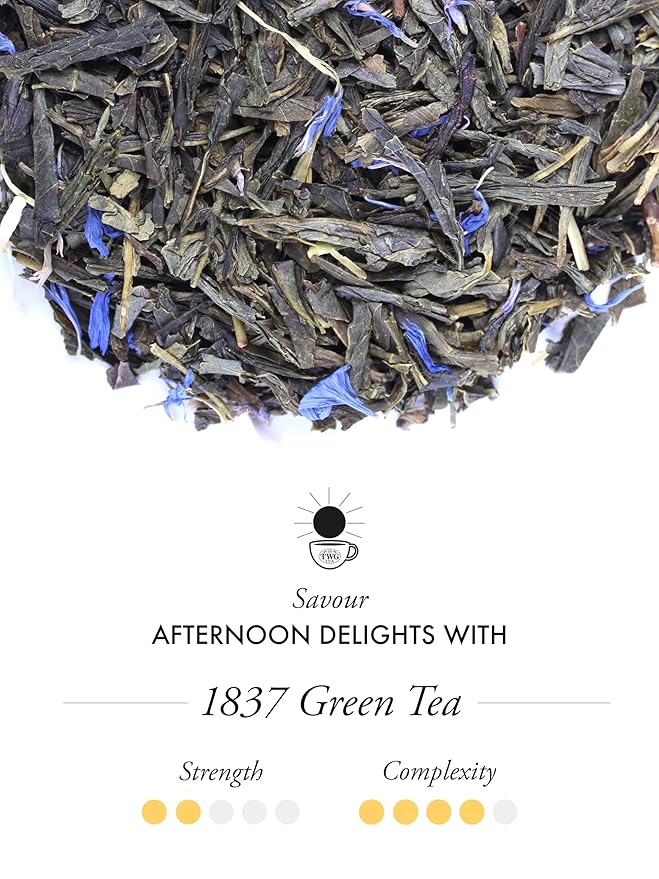 TWG Tea | 1837 Green Tea | Green Tea | Strawberry & Caramel | 15 Hand Sewn Cotton Tea Bags | Gift Set