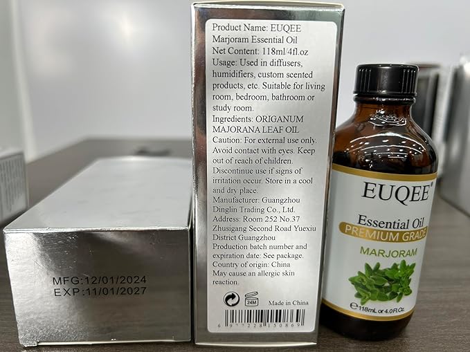 EUQEE Marjoram Essential Oil 118 ml Large Bottle Premium Marjoram Oil with Glass Dropper Great for Diffusers, Soap Candle Making - 4 oz