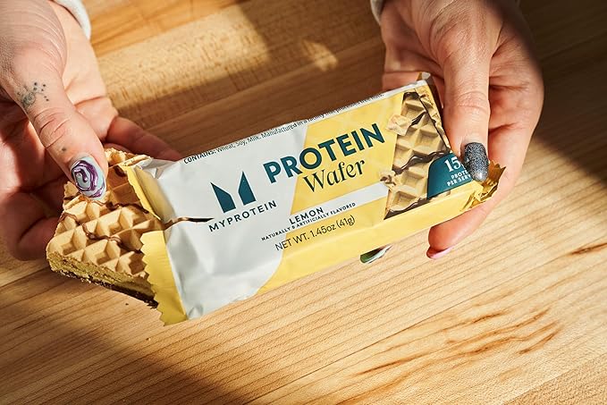 Myprotein Protein Bars, Crispy Protein Wafers, 15g High Protein Snacks, Box of 10 Lemon Wafers Packs, Milk & Whey Protein Isolate, Light & Crunchy
