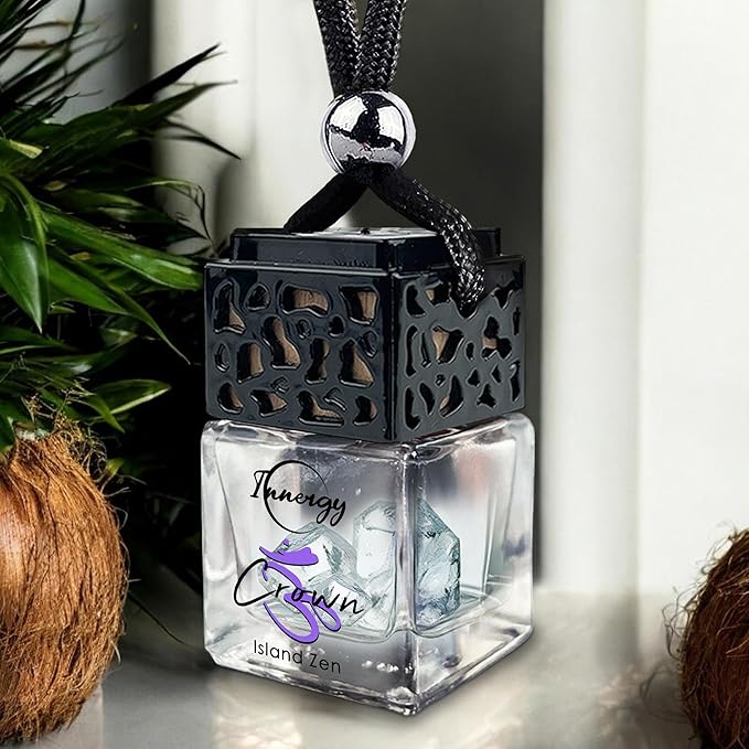 Innergy Crown Chakra Crystal Infused Car Air Freshener - Portable 8 ml. Hanging Essential Oil Diffuser for Vehicle, Long-Lasting Fragrance, Eco-Friendly Design, Freshness On The Go!