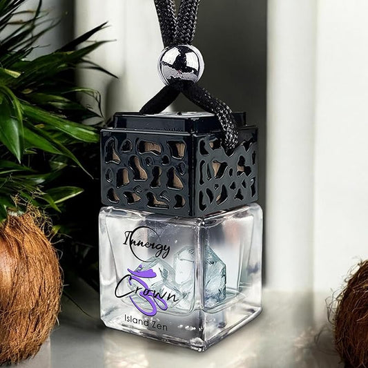 Innergy Crown Chakra Crystal Infused Car Air Freshener - Portable 8 ml. Hanging Essential Oil Diffuser for Vehicle, Long-Lasting Fragrance, Eco-Friendly Design, Freshness On The Go!