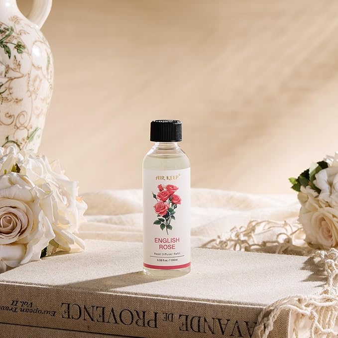 Airkeep Reed Diffuser Oil Refill/English Rose/3.38oz(100ml/1 Pack/Scented Oil Refill for Reed Diffuser Home Fragrance for Bedroom, Bathroom Office Home Decor