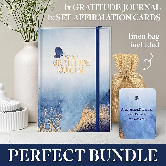 Best Gratitude Journal with Daily Affirmation Cards - Mindfulness Journal for Happiness, Productivity, Self-Care, and Positive Thinking - Ideal Gift for Women and Men, 200 Pages, Premium Quality
