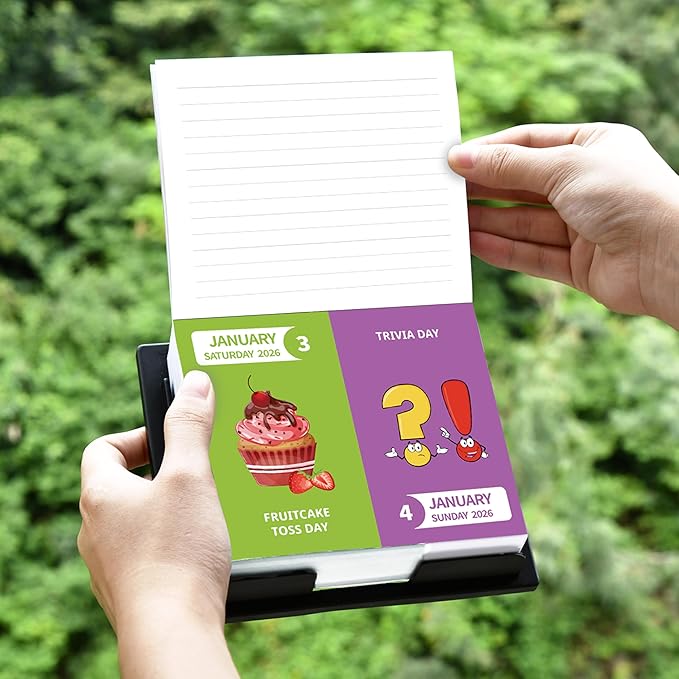 2026 Desk Calendar - 2026 Every Day's A Holiday Calendar, 12 Months Calendars from Jan.2026 - Dec.2026, 5.91'' x 4.92'', Small Desk Calendars with Full-Color Tear-Off Pages, Premium Paper, Plastic Backplane bracket for Home & Office