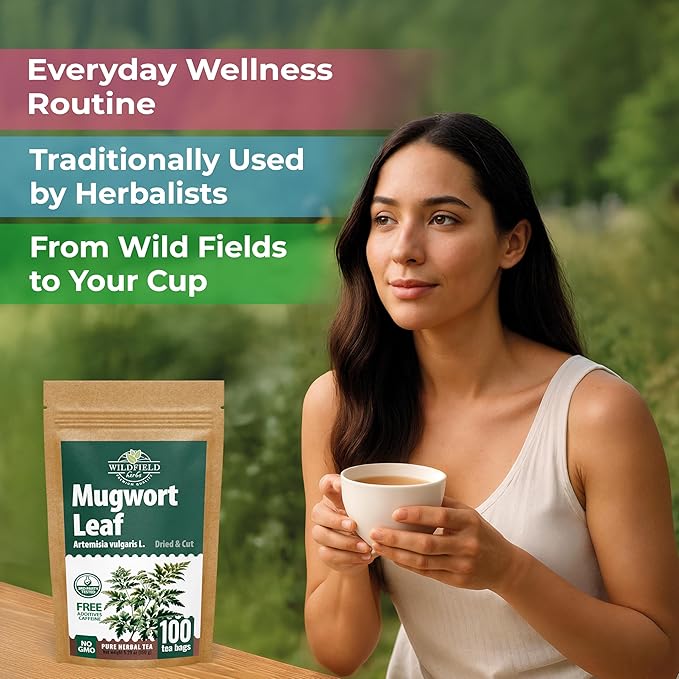 100 Bags Dried Mugwort Tea Mugwort Herb Dried Tea (Dried Artemisia Vulgaris Herb) - 100 Count 1.5g Bags Artemisa