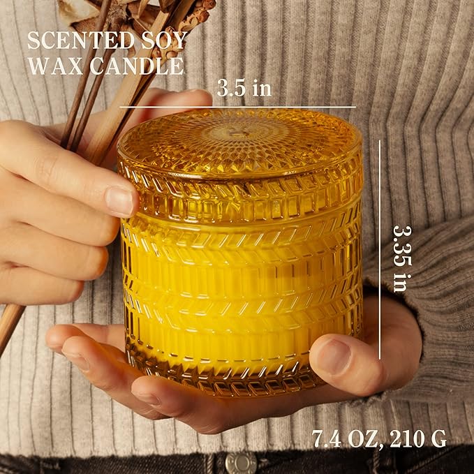 Fall Candles, Wild Warm Vanilla Scented, 7.4 oz, Crackling Wood Wick Candle for Home Scented, Natural Candles Non Toxic, Long Lasting-Clean Burn,Decorative Candle Gift for Women