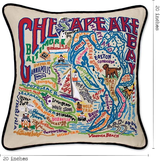 Catstudio Chesapeake Bay Embroidered Decorative Throw Pillow