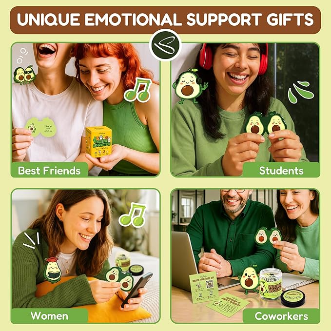 Positive Avocado Gifts For Avocado Lovers - Jar Of Affirmation Cards For Women Men, Inspirational Motivational Cards Mini Friend Birthday Gifts For Women Coworker, Cute Self Care Cards